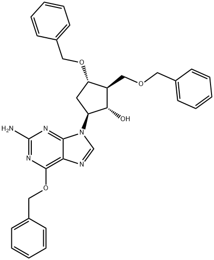 (1S,2S,3S,5S)-5-(2-Amino-6-(benzyloxy)-9H-purín-9-yl)-3-(benzyloxy)-2-(benzyloxymetyl)cyklopentanol
