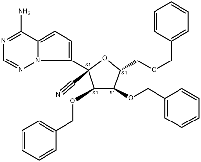 (2R,3R,4R,5R)-2-(4-aminopyrolo[2,1-f][l,2,4]triazín-7-yl)-3,4-bis(benzyloxy)-5-(( benzyloxy)metyl)tetrahydrofurán-2-karbonitril