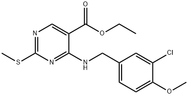 (5-pyrimidínkarboxylová kyselina, 4-[[(3-chlór-4-metoxyfenyl)metyl]amino]-2-(metyltio)-etylester)