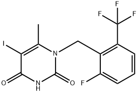 1-[2-fluór-6-(trifluórmetyl)benzyl]-5-jód-6-metylpyrimidín-2,4(1H,3H)-dión
