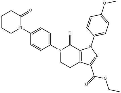 1-(4-Metoxyfenyl)-7-oxo-6-[4-(2-oxopiperidín-1-yl)fenyl]-4,5,6,7-tetrahydro-1 H-pyrazolo[3,4-c]pyridín Etylester kyseliny 3-karboxylovej