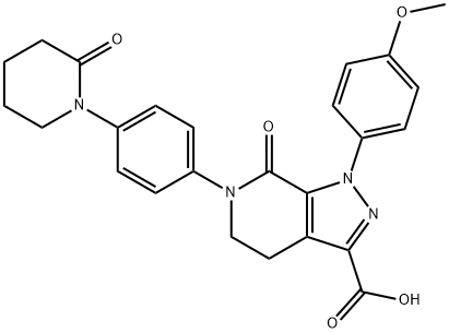 1-(4-metoxyfenyl)-7-oxo-6-(4-(2-oxopiperidín-1-yl)fenyl)-4,5,6,7-tetrahydro-1 H-pyrazolo[3,4-c]pyridín kyselina -3-karboxylová