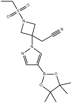 2-(1-(etylsulfonyl)-3-(4-(4,4,5,5-tetrametyl-1,3,2-dioxaborolán-2-yl)-1 H-pyrazol-1-yl)azetidín-3- yl)acetonitril