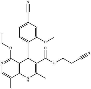2-kyanoetyl-4-(4-kyano-2-metoxyfenyl)-5-etoxy-2,8-dimetyl-1,4-dihydro-1,6-naftyridín-3-karboxylát