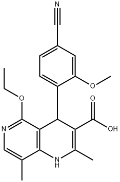 kyselina 4-(4-kyano-2-metoxyfenyl)-5-etoxy-2,8-dimetyl-1,4-dihydro-1,6-naftyridín-3-karboxylová