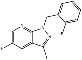 5-fluór-1-(2-fluórbenzyl)-3-jód-1H-pyrazolo[3,4-b]pyridín