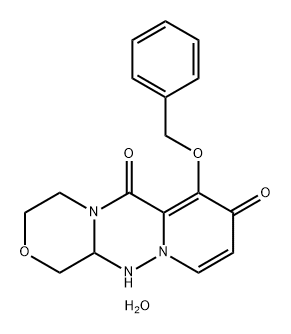 7-(benzyloxy)-3,4,12,12a-tetrahydro-1H-[1,4]oxazino[3,4-c]pyrido[2,1-f][1,2,4]triazín-6, 8-dión, hemihydrát