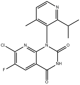 7-chlór-6-fluór-1-(2-izopropyl-4-metylpyridín-3-yl)pyrido[2,3-d]pyrimidín-2,4(1H,3H)-dión