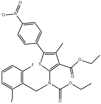 etyl-2-((2,6-difluórbenzyl)(etoxykarbonyl)amino)-4-metyl-5-(4-nitrofenyl)tiofén-3-karboxylát