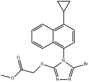 Metyl-2-(5-bróm-4-(4-cyklopropylnaftalén-1-yl)-4H-1,2,4-triazol-3-yltio)acetát