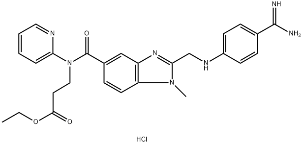 Hydrochlorid etylesteru N-[[2-[[[4-(aminoiminometyl)fenyl]amino]metyl]-1-metyl-1H-benzimidazol-5-yl]karbonyl]-N-(2-pyridinyl)-beta-alanínu