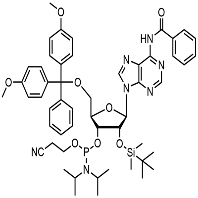 N-Benzoyl-5'-0-(4,4-dimetoxytrityl)-2'-0-[(terc-butyl)dimetylsilyl]adenozín-3'-(2-kyanoetyl-N,N-diizopropyl)fosforamidit
